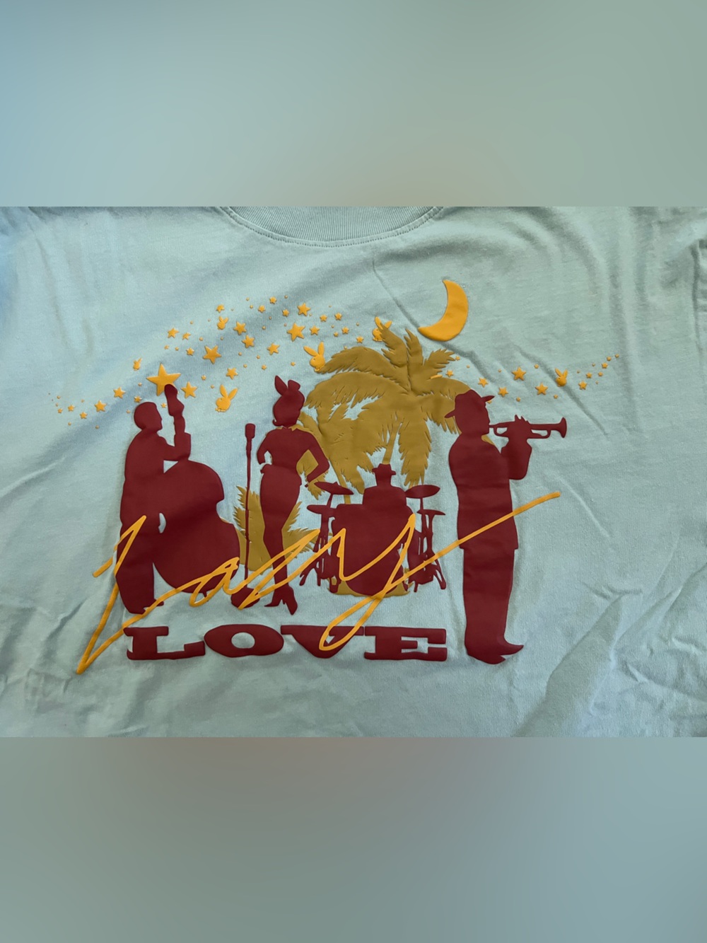 PLAYBOY Light Blue Print with Maroon and Gold Silhouettes
